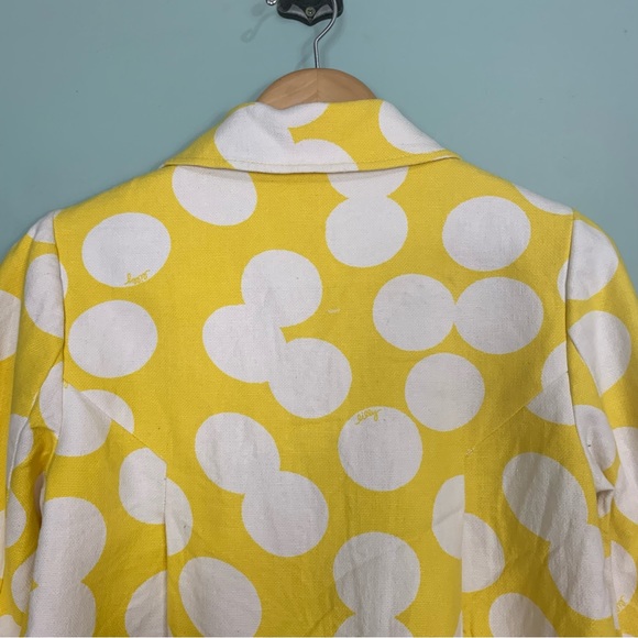 Lilly Pulitzer Blazer Jacket Circles Polka Dots White Yellow Button Size 6 - Picture 11 of 16